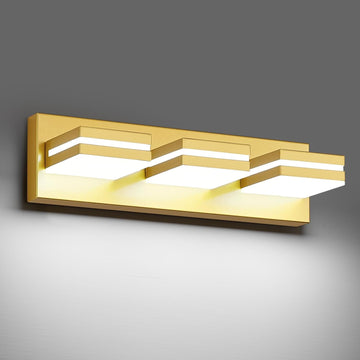 Modern LED Small Gold Acrylic Bathroom Lights Fixtures 3-Light | Wall Lighting,Vanity Lights Over Mirror 6000K