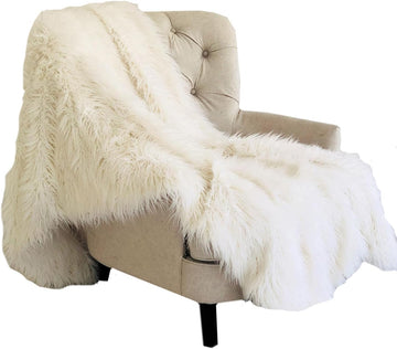 Off-White Mongolian Faux Fur, Blanket 114L x 120W King