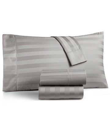 Stripe King 4-Pc Sheet Set, 550 Thread Count Pure Supima Cotton (Smoke)