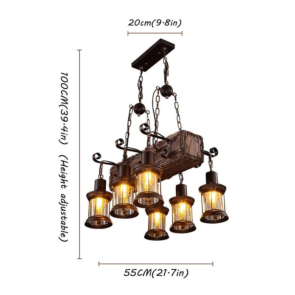 Farmhouse Lighting Industrial Rustic Wood Beam Linear Island Pendant Light Chandelier Lighting Hanging Ceiling