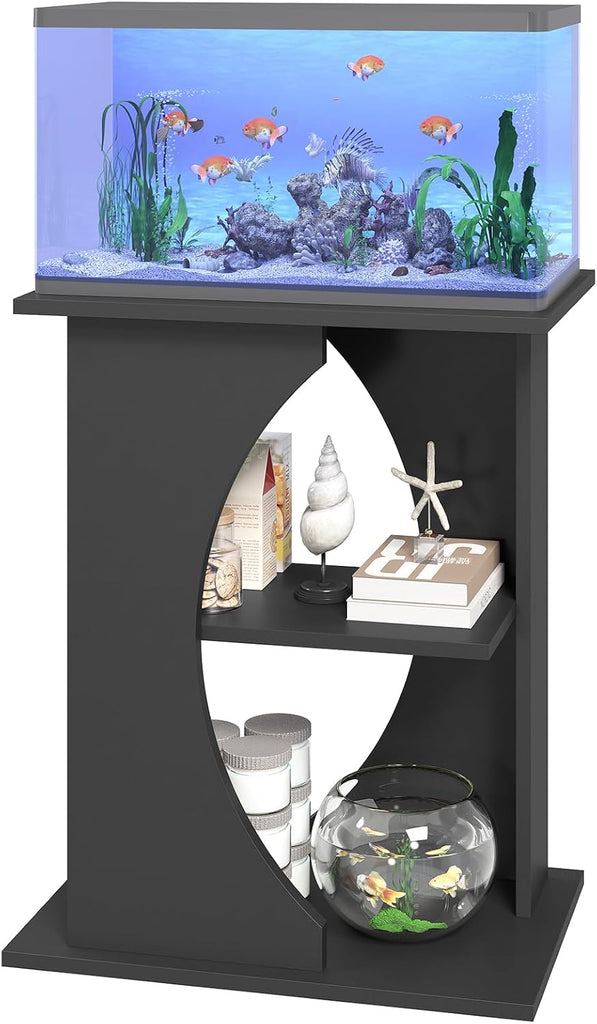 10 Gallon Fish Tank Stand, Wooden Aquarium Stand with 3-Tier Storage Shelves, Heavy Duty Turtle Reptile Terrarium