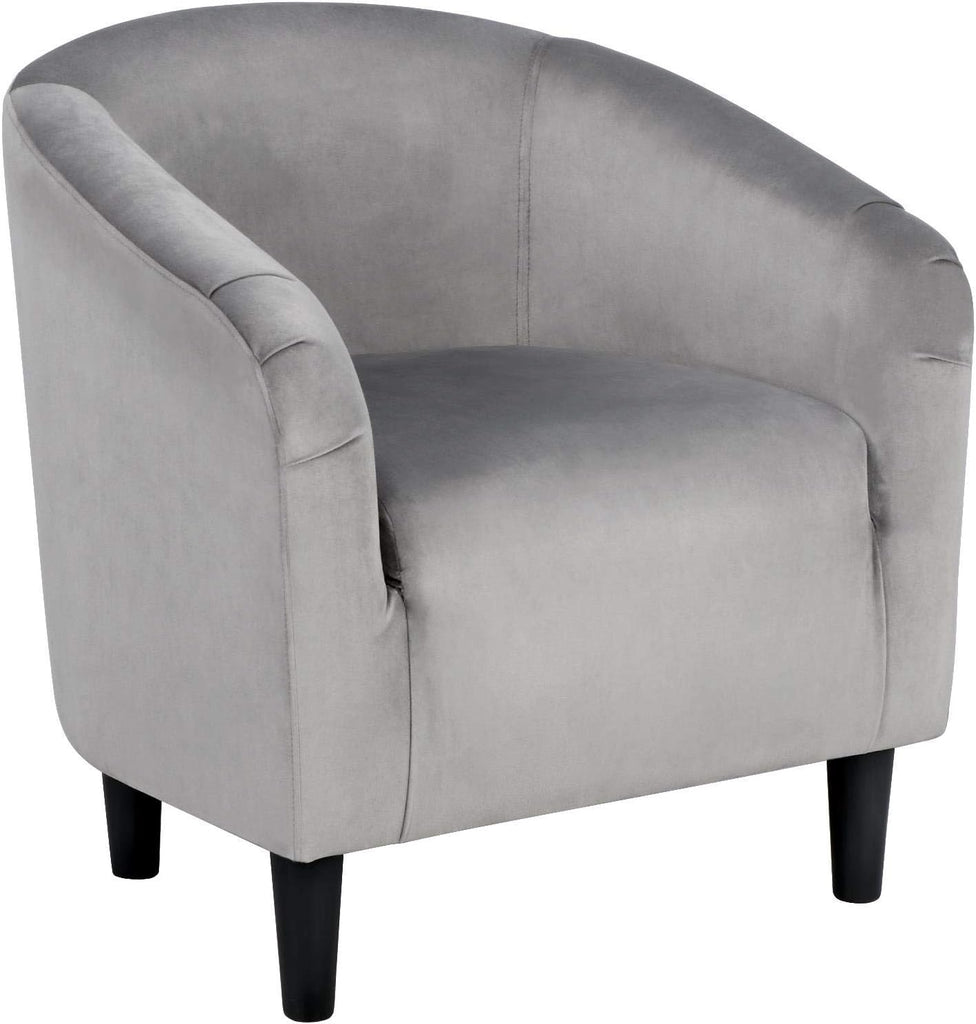 Velvet Accent Chairs, Compact Furry Barrel Chairs with a Curved Silhouette , Gray