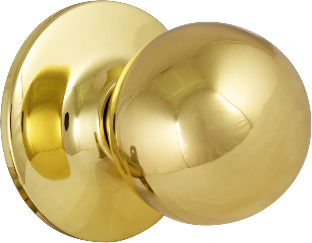Ball Passage Door Knob, Polished Brass
