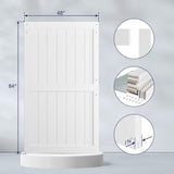 48 x 84 inch White Sliding MDF Barn Door with 8FT Black Sliding Door Hardware Kit & Handle, Pre-Dril