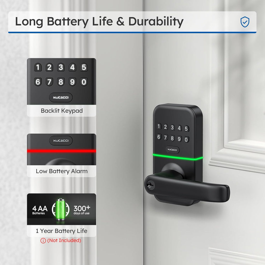 Smart Door Handle Lock with Keypad: Keyless Entry Digital Knob for Front Door - Electronic Smart Lock with Keypad