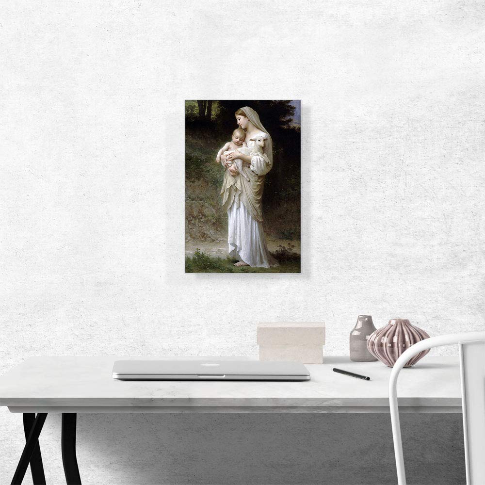 L Innocence Virgin Mary Baby Jesus Lamb Canvas Art Print Stretched Framed Painting Picture Poster Giclee Wall Decor