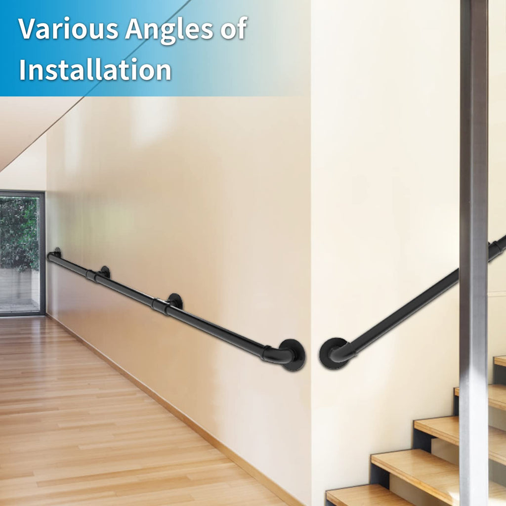 Wall Handrail 10FT/300CM, Industrial Staircase Railing 1.25 Inch Tube Diameter