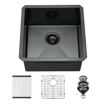 Undermount Kitchen Sink, 18 x 18 x 10 Inch Single Bowl Undermount Small Bar Sink 16 Gauge Stainless Steel