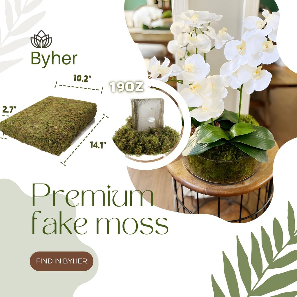19 OZ Fake Moss for Potted Plants Indoor, Artificial Moss for DIY Crafts, Faux Decroative Moss for Fake Plants Home &