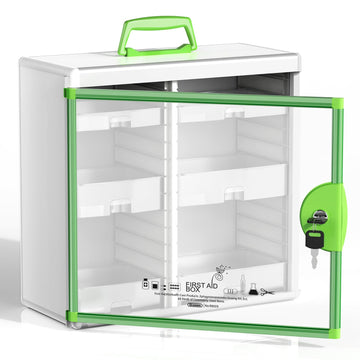 Lockable Medicine Cabinet with 6 Removable Trays, Wall Mounted & Portable Locking Medicine Cabinet Organizer with Key