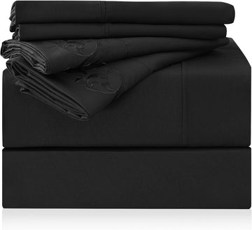 Sheet Set - 6 Piece Hotel Luxury Wrinkle-Free Microfiber Sheet, Oeko-TEX Certified, Breathable & Elastic, 16"