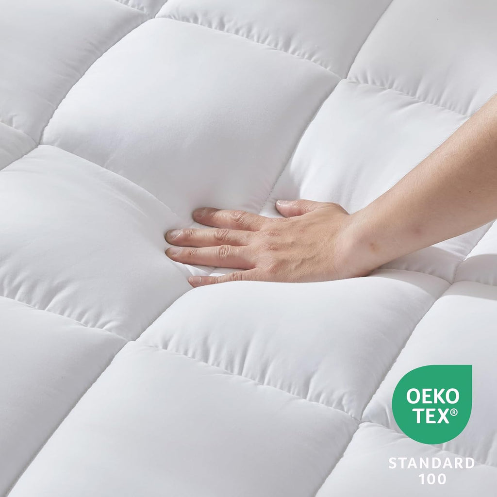 King Size Mattress Pad Pillow Top Cotton Cooling Mattress Topper | 8-21" Deep Pocket Mattress Cover Quilted Fitted