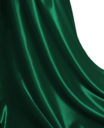 5 Yard Satin Fabric, 44" Wide, Charmeuse Sateen Cloth - Emerald Green