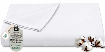 300 Thread Count 100% Cotton Twin XL Flat Sheet - Super Soft Flat Sheets Only - Top Sheet Sold Separately