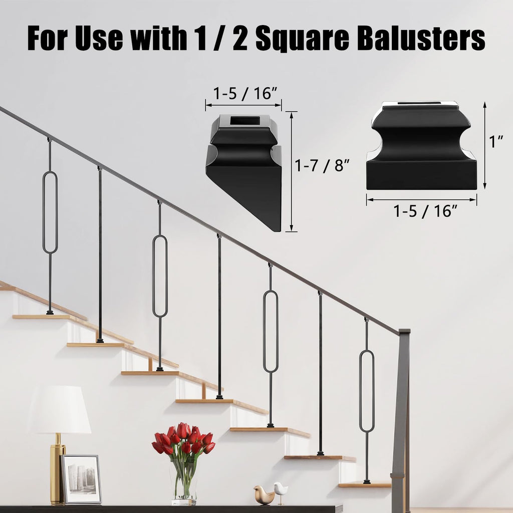 Deck Balusters, 10 Pack Wrought Iron Balusters, 1/2" Deck Railing Stair Metal Deck Spindles, Staircase Baluster W/ 20