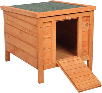Cat House Outside, Weatherproof Wooden Bunny Rabbit Cat Hutch Outdoor Pet Cage Shelter Feral Cat House, Small Pet