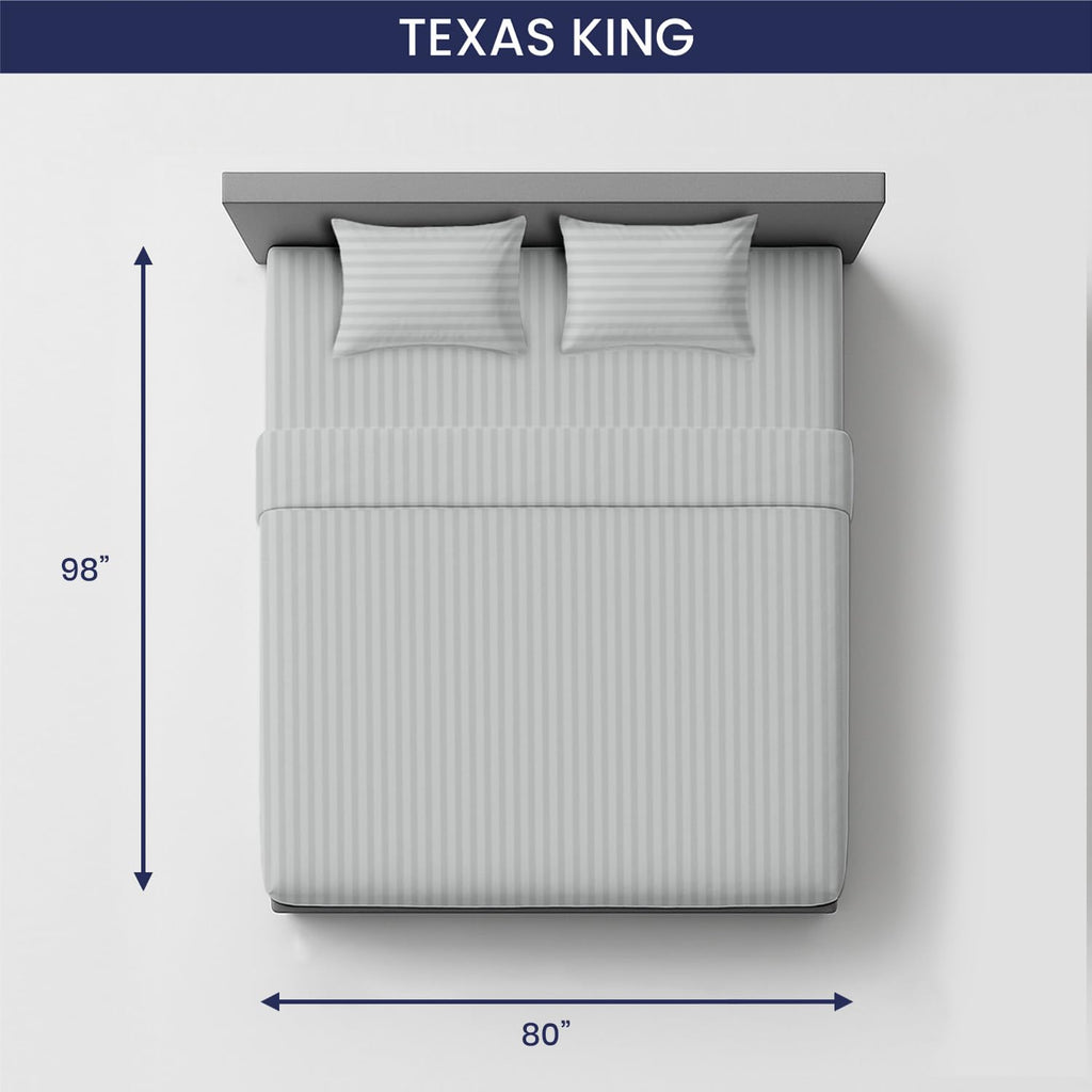 80" W x98 L 4Pc Texas King Sheet Set 100% Egyptian Cotton - 600 Thread Count, Fits 12" Deep Pocket - Soft Breathable