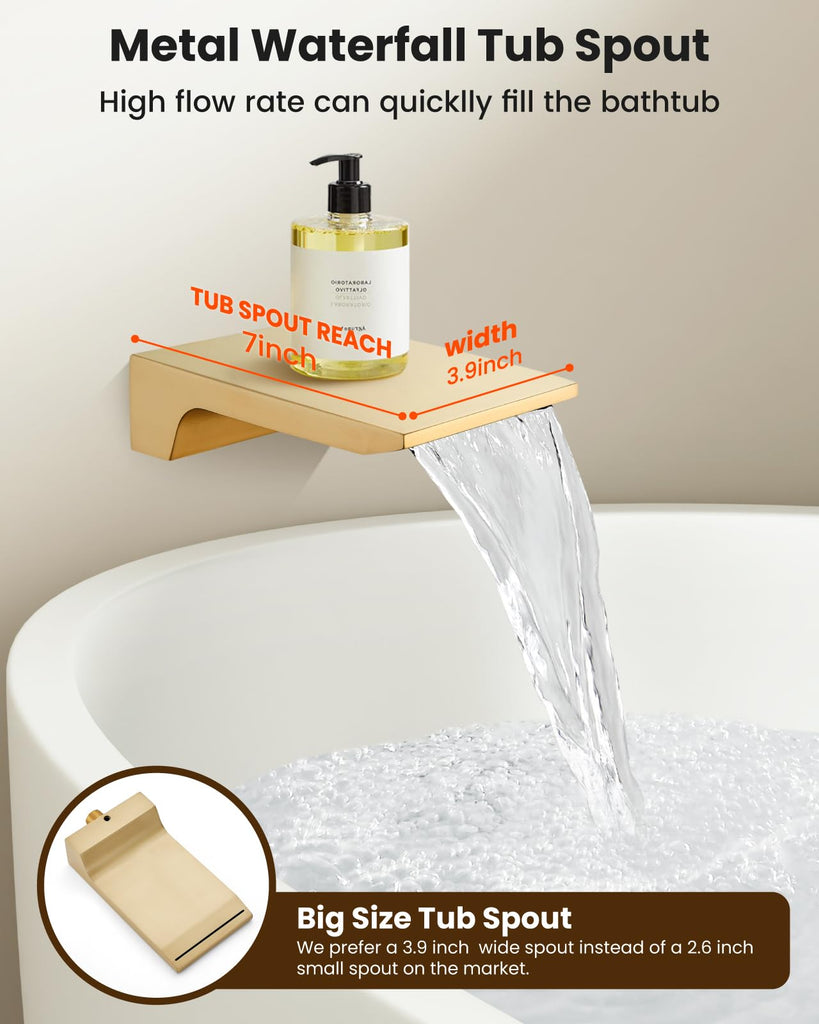 Tub Shower Faucet Set with Valve 10'' Rain Head,Brushed Gold