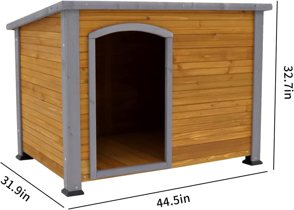 44.5" L Extra Large Dog House Outdoor Weatherproof Wooden Dog Kennel Dog Houses for Large Dogs Outside Indoor Dog