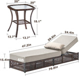 Luxury Outdoor Chaise Lounge Chairs of 4 with 5 Inch Thick Cushions and Side Table