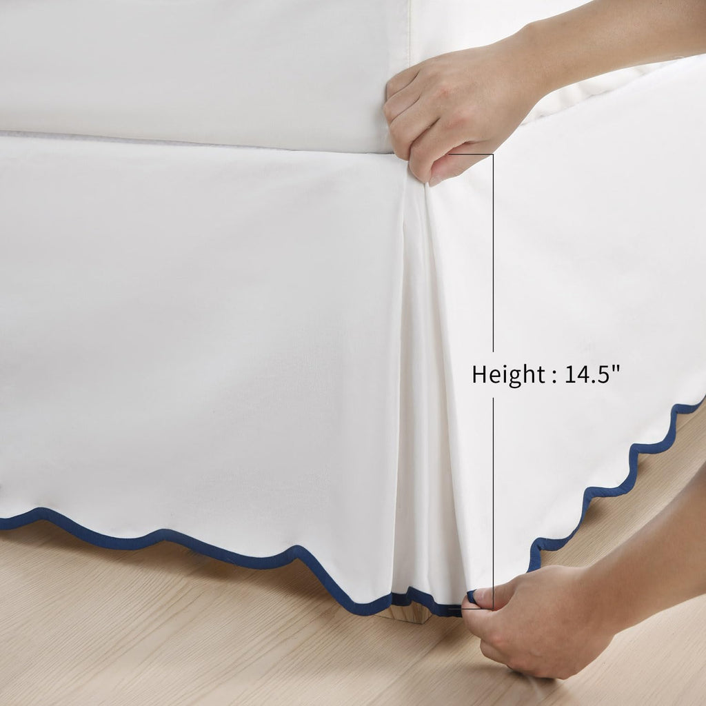 Chic 14'' Queen BedSkirts Scallop Edge Pleated Dust Ruffle