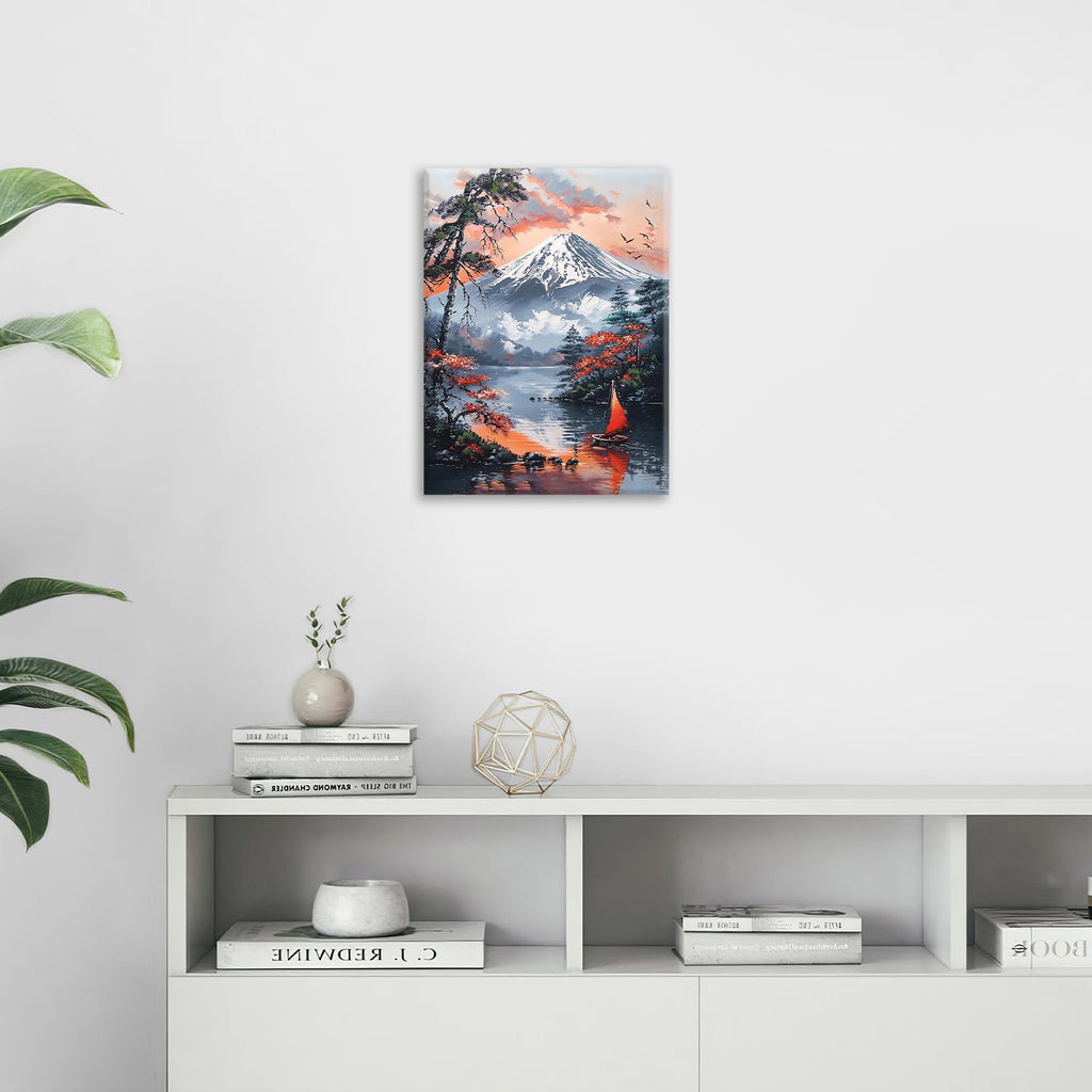 Mount Fuji Canvas Wall Art Japanese Print Painting Framed ArtWork 16"x20"