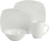 Simply Square 16 Piece Dinnerware Set, Porcelain, White