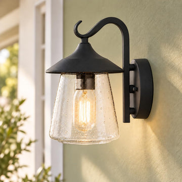 Black Modern Outdoor Wall Light, Mushroom Farmhouse Outdoor Lighting