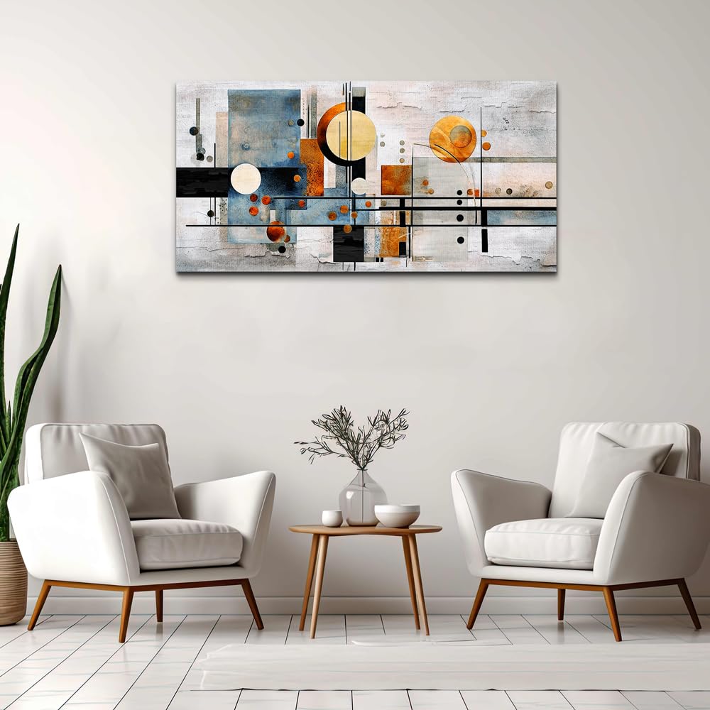 Large Modern Abstract Horizontal Wall Art, 40x20 In