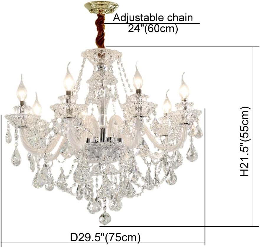 Modern K9 Transparent Crystal Chandelier,Luxury Clear Crystal Pendant Light Fixture 8 Light,Modern Ceiling Lighting for Living Room, Dining Room, Bedroom (8 Lights) A110-B0B9L6XJRT