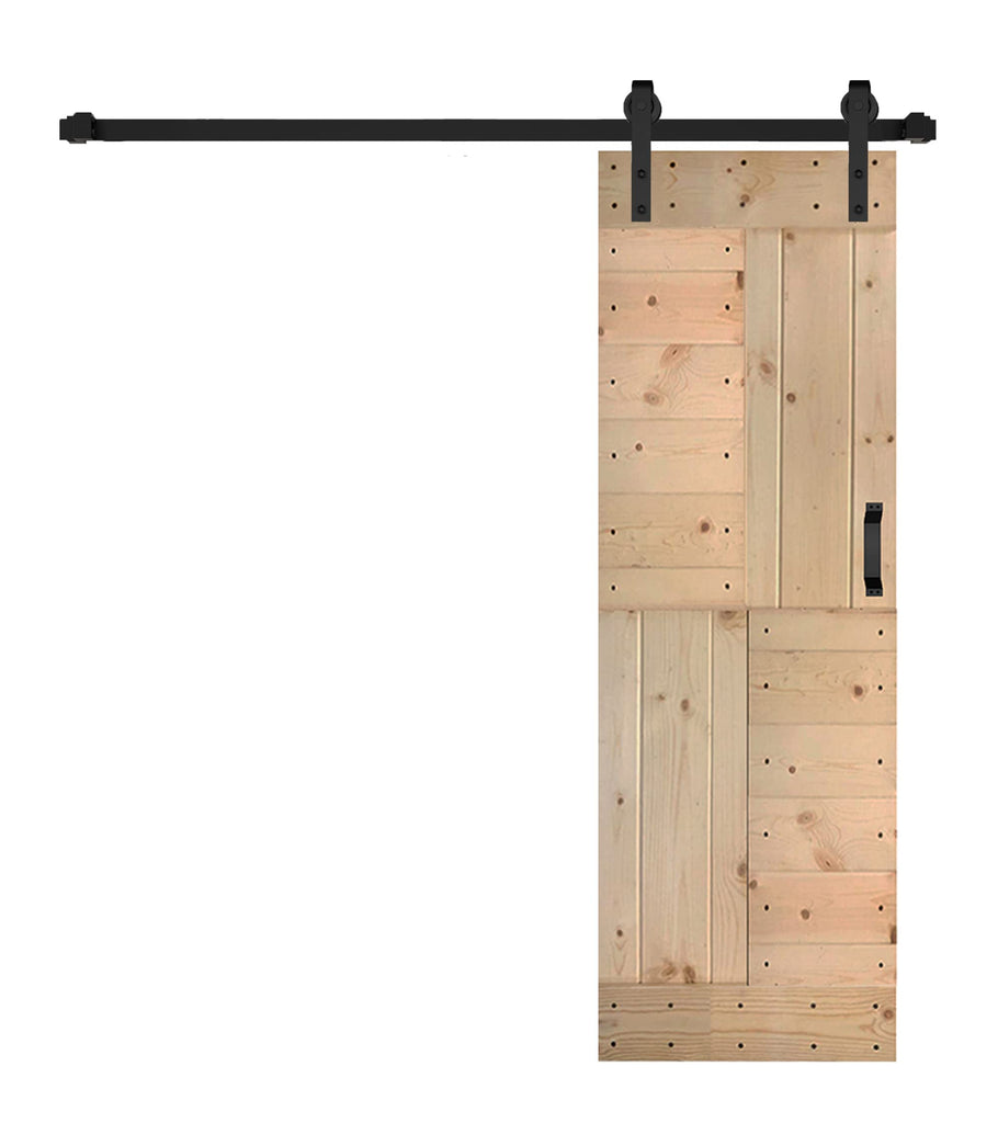 38in x 84in S Style French Gray Solid Wood Interiror Sliding Barn Door Kit