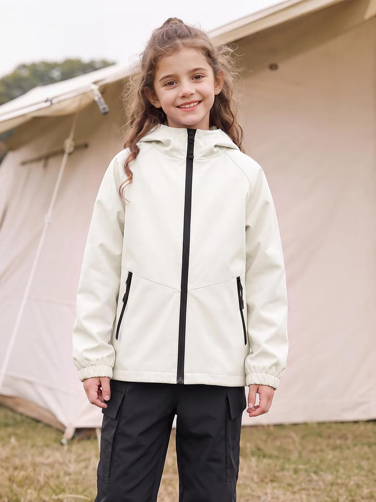 Girls Rain Jacket Lightweight Zip Up Windbreaker Hooded Coat