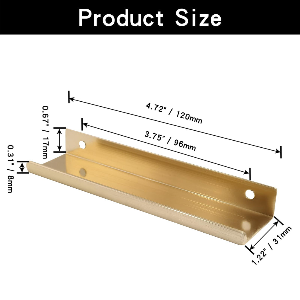 12 Pack 4.72"/120mm Brushed Brass Hidden Cabinet Pulls