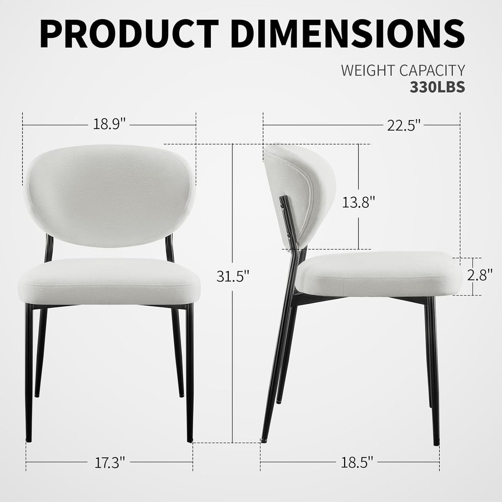 Upholstered Dining Room Chairs Set of 6 Modern Chenille Diner Chairs with 58D Memory Foam Thick Cushion Comfy Armless