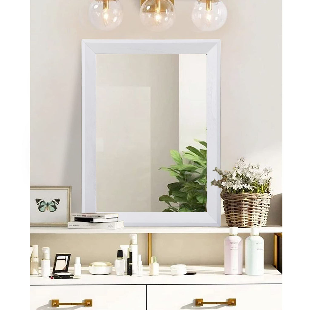 Rectangular Wall Mirror Decorative Wood Framed Mirrors Large 26"x18" for Farmhouse Bedroom Bathroom Living Room