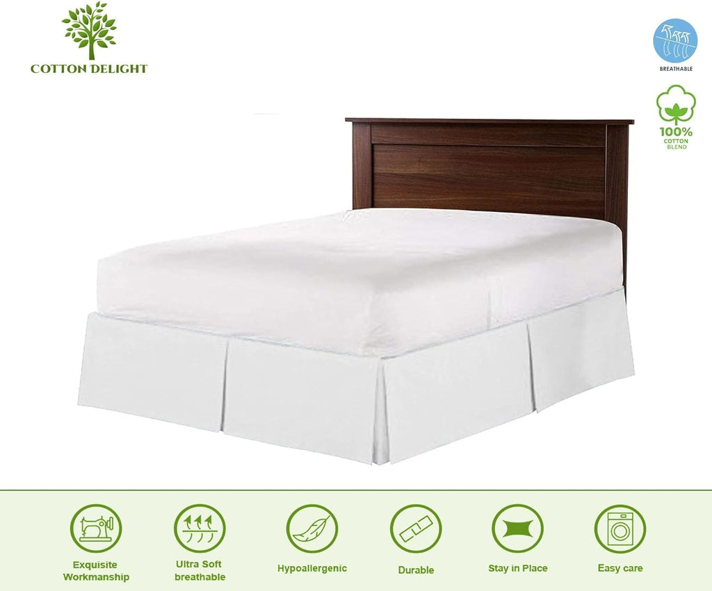 Bed Skirt Queen Size 100% Cotton Blend Fabric, Tailored Fit 1pc Bedskirt Queen Size 12" Drop Length Silver Solid