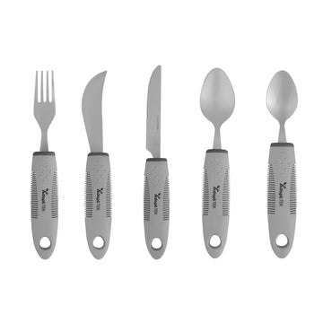 Adaptive Utensils - 1 count Stainless Steel, 9.84 x 5.12 x 1.57 Inches, Ergonomic Eating Aids, Non-Slip Utensil Set