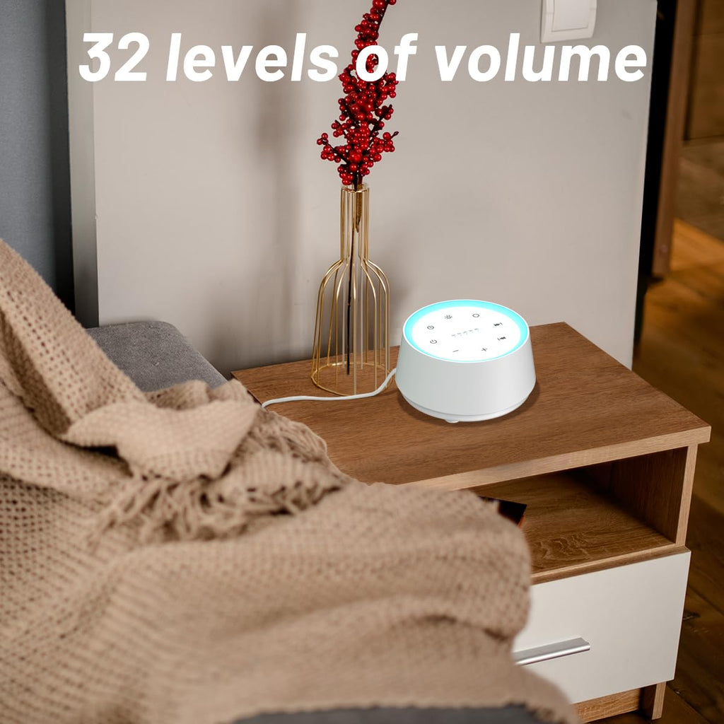 Sleep Sound Machine White Noise Machines with 30 Sounds, 12 Adjustable Night Light 10 Adjustment Brightness 32 Levels of