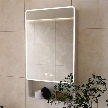 19.69" x 35.43" LED Bathroom Medicine Cabinet, Wall Mounted Mirror Cabinet with Warm LED Light, Anti-Fog Mirror