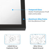 40"X30" Black Rectangle Bathroom Mirror Wall, Matte Black Aluminum Alloy Frame, Tempered Glass, Hangs Vertically or