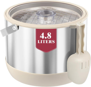5QT/4.8L Insulated Ice Bucket for Parties, Hangable Scoop & Lid, White