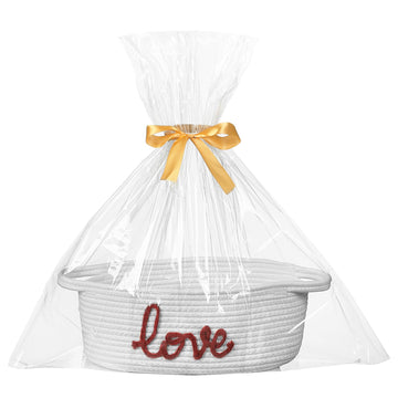 Gift Basket Empty Woven Storage Basket (Red love, small(12"*8"*5"))