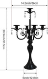5 Arm Black Candelabra Centerpiece for Table, 20.3” Tall Metal Candlestick Candle Holder for Taper Candles, Gothic