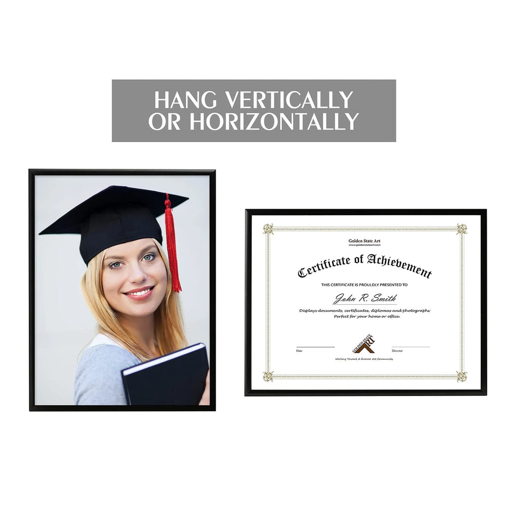 8.5x11 Metal Certificate Frame Black 2 Pack Real Glass