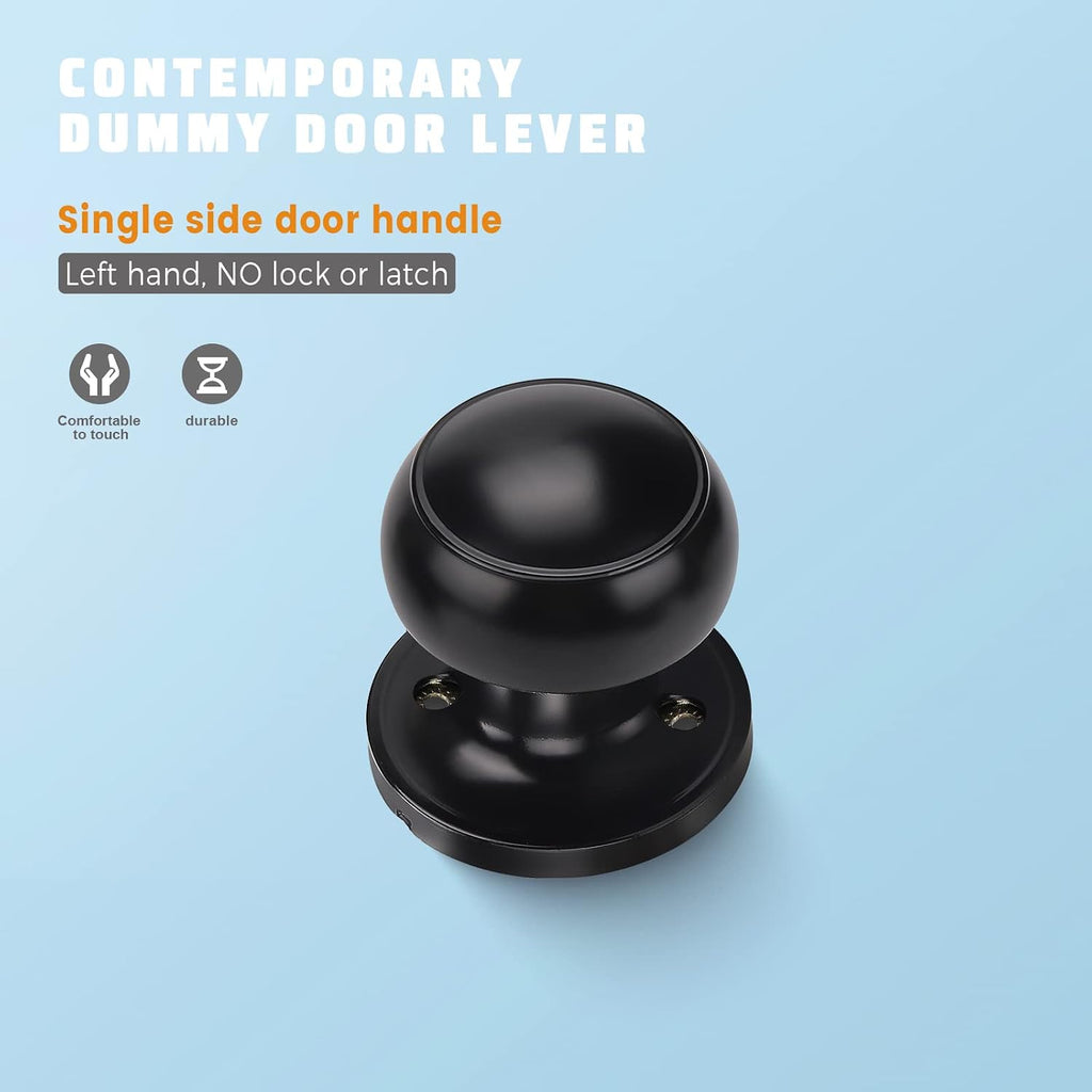 2 Pack Black Closet Door Knobs Dummy Door Knob, Individual Dummy Door Knob Single Side, Matte Black Interior Door