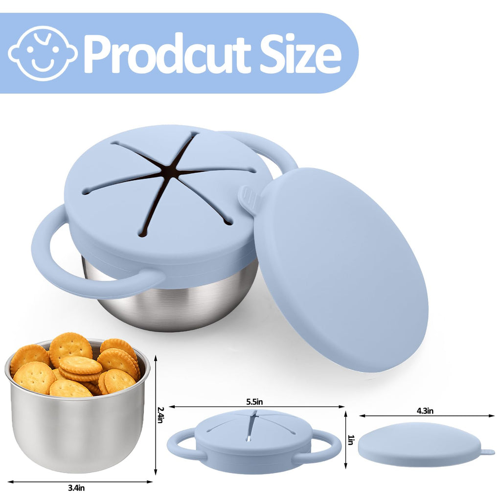 2 Pack 9 oz Spill Proof Stainless Steel Toddler Snack Cups