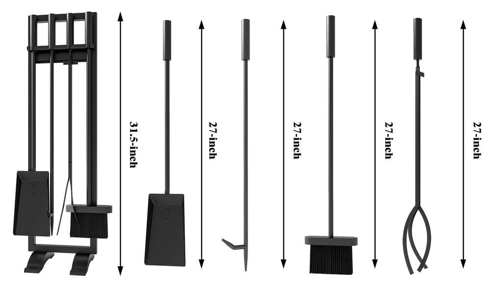 5-Piece Wrought Iron Indoor Fireplace Tools Set