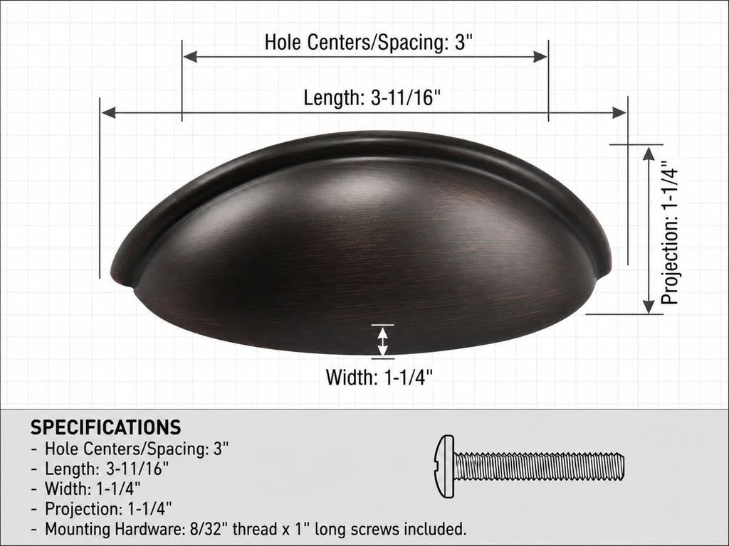 5 Pack 783ORB Oil Rubbed Bronze Bin Cup Drawer Pulls - Durable Zinc Hardware for Kitchens, Bathrooms, Bedrooms