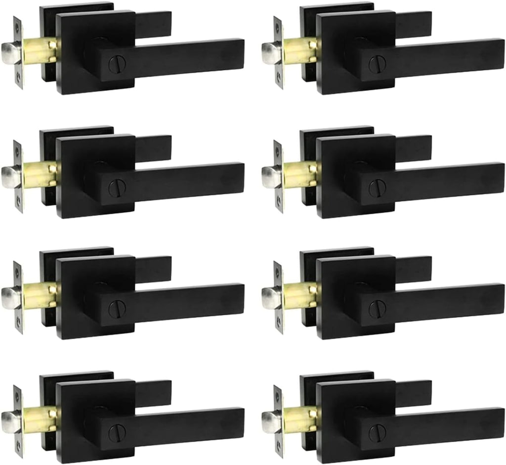 8 Pack Matte Black Door Handles Privacy Door Levers Without Key, Bed and Bath Door Locks Interior Door Knobs