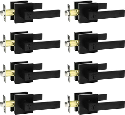 8 Pack Matte Black Door Handles Privacy Door Levers Without Key, Bed and Bath Door Locks Interior Door Knobs